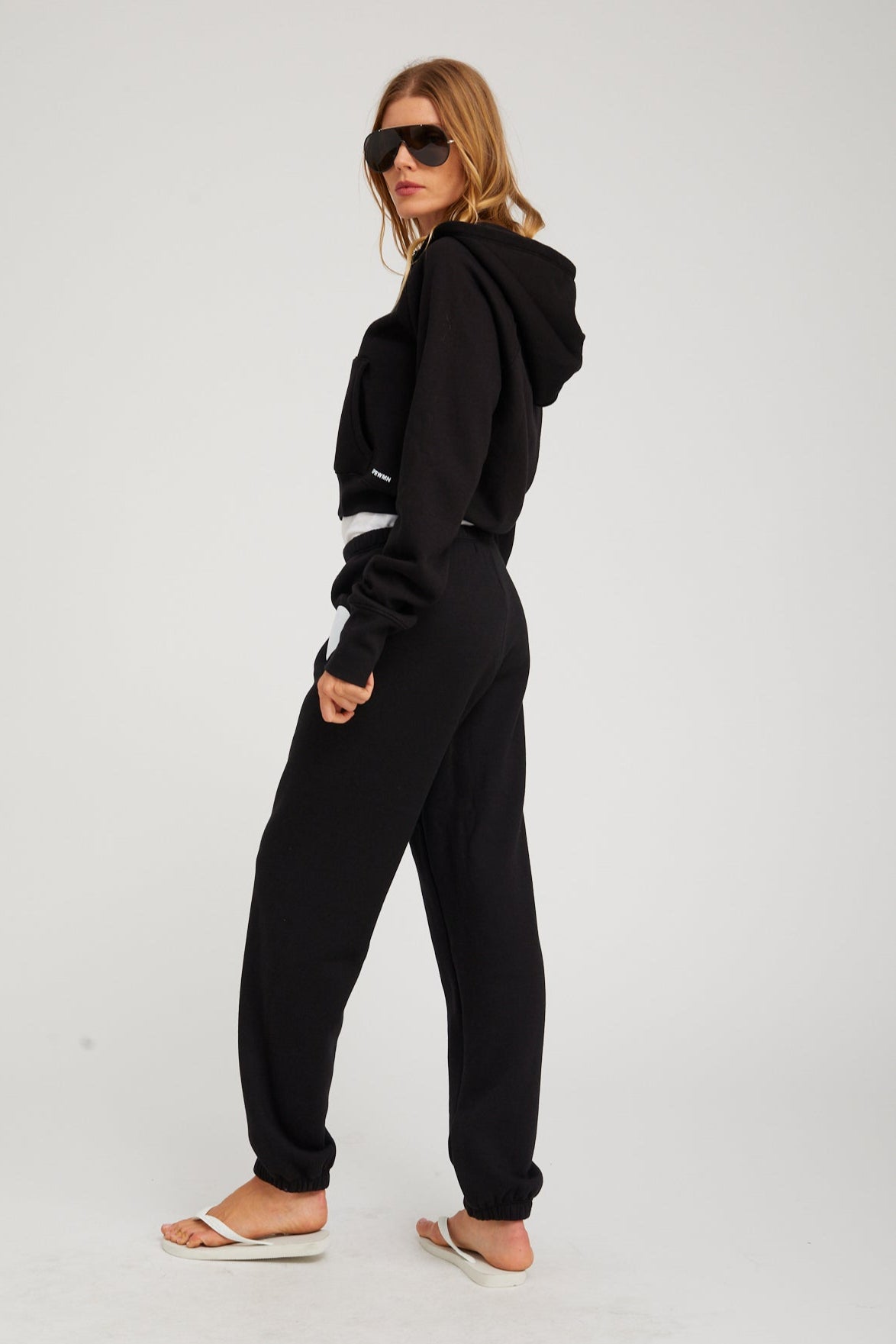 Black Shrunken Zip up Hoodie