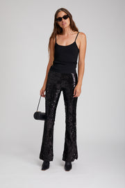 Black Sequin Micro Flare Pant