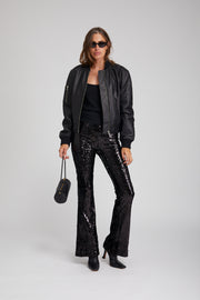 Black Sequin Micro Flare Pant