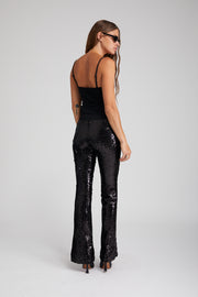Black Sequin Micro Flare Pant