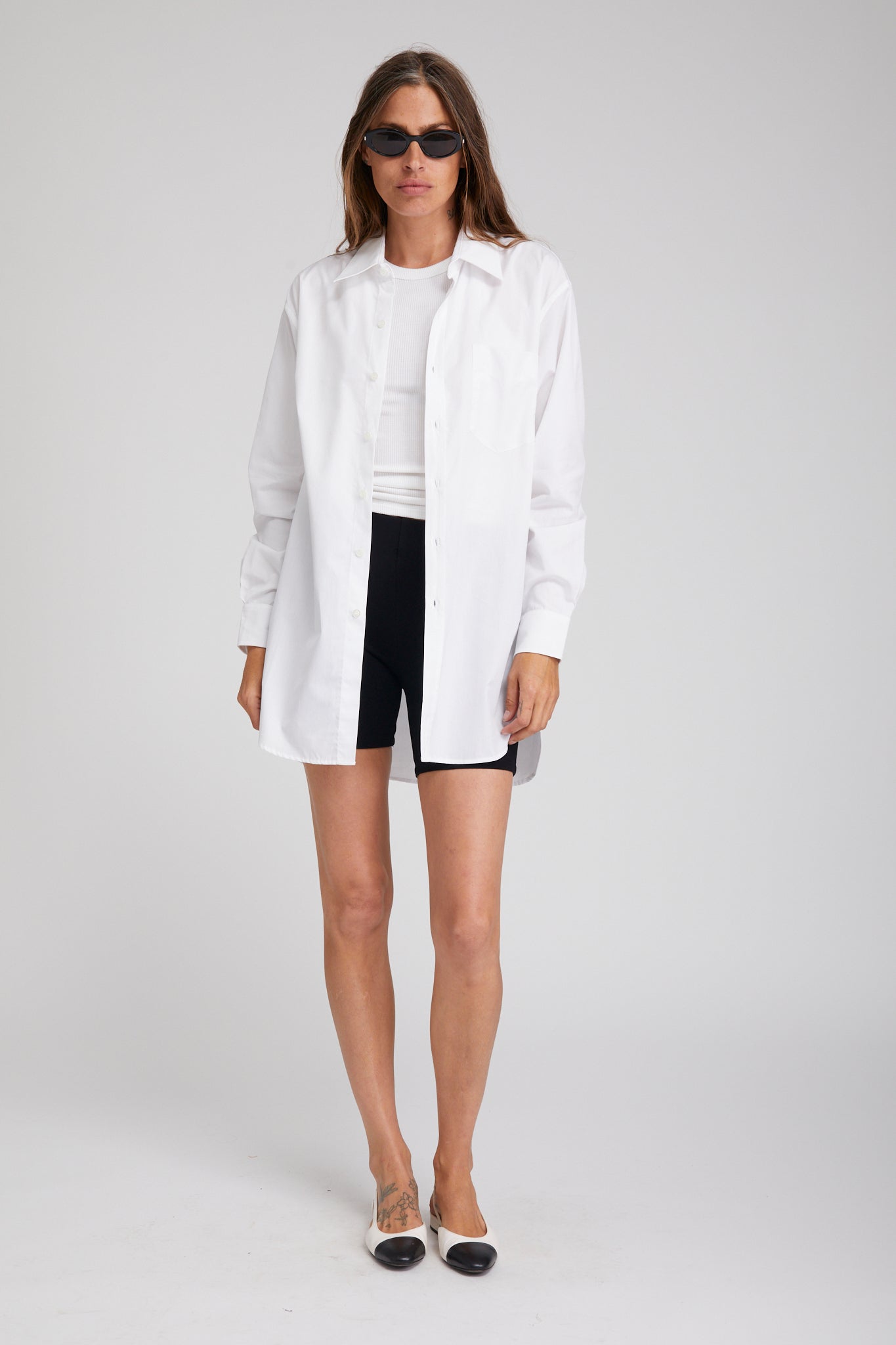 White Poplin Shirt with Pocket