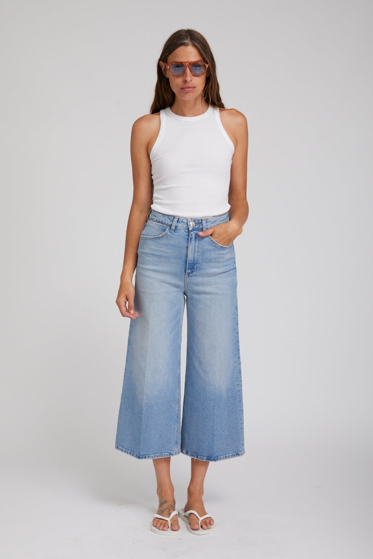 Denim Culotte Pants