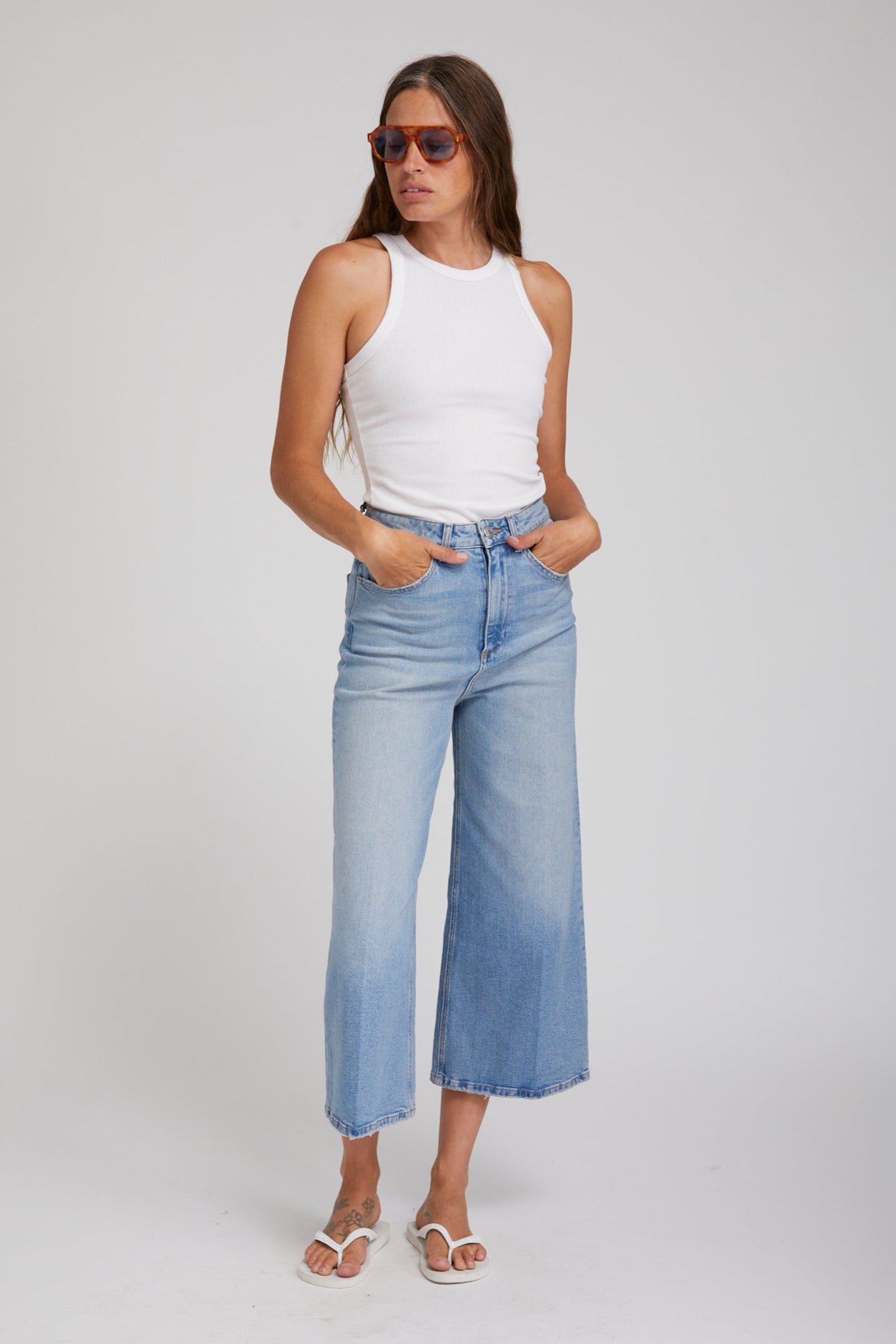 Denim Culotte Pants