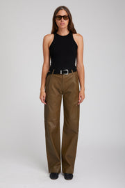 Moss Leather Straight Leg Trousers
