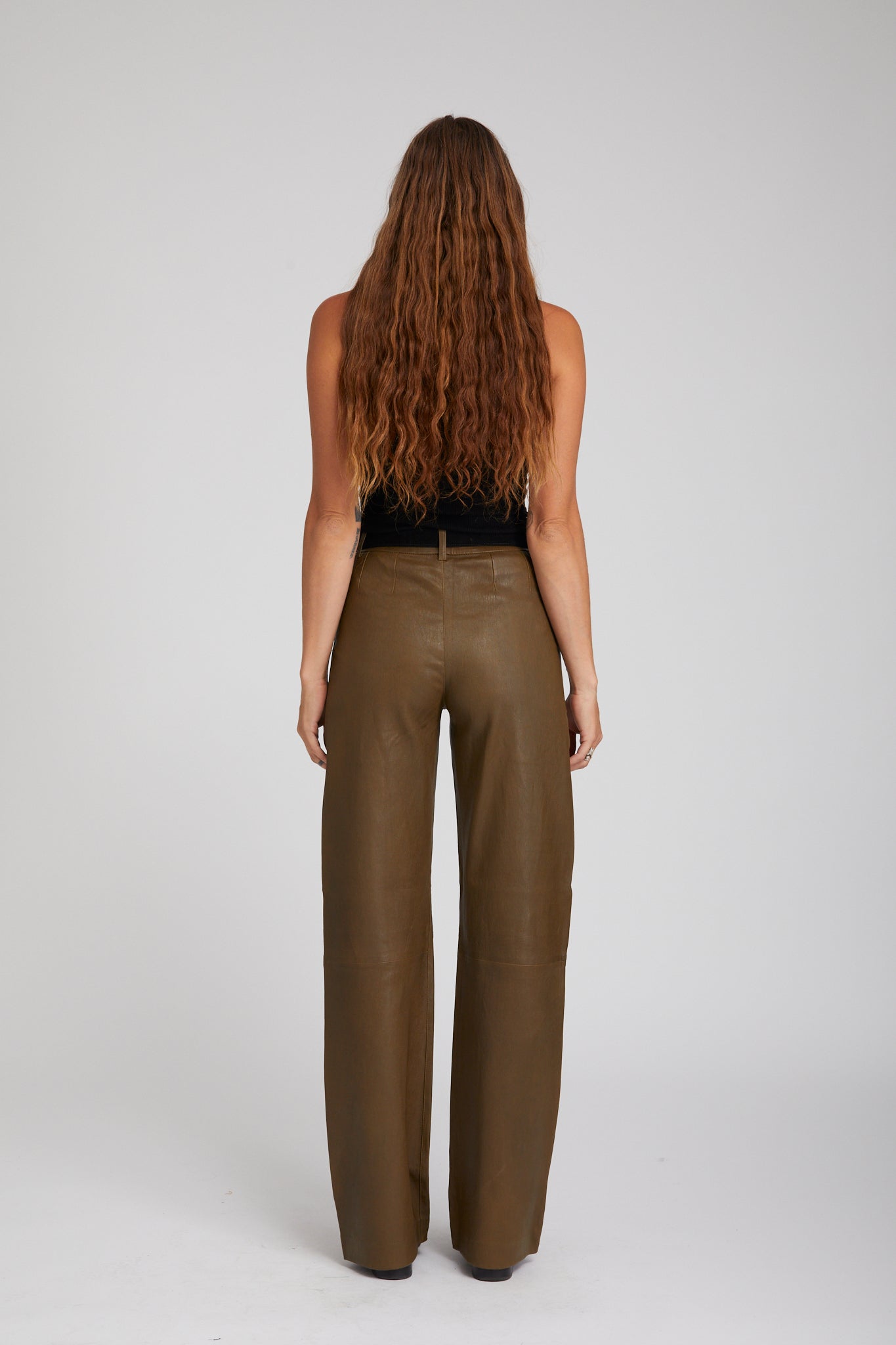 Moss Leather Straight Leg Trousers