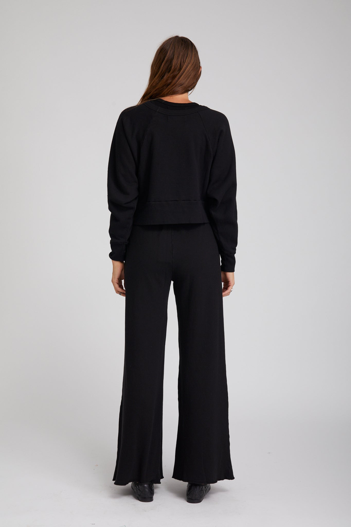 Black Knit Wide Leg Pants