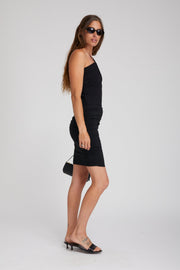 Black Crepe Shirred Top with Wire