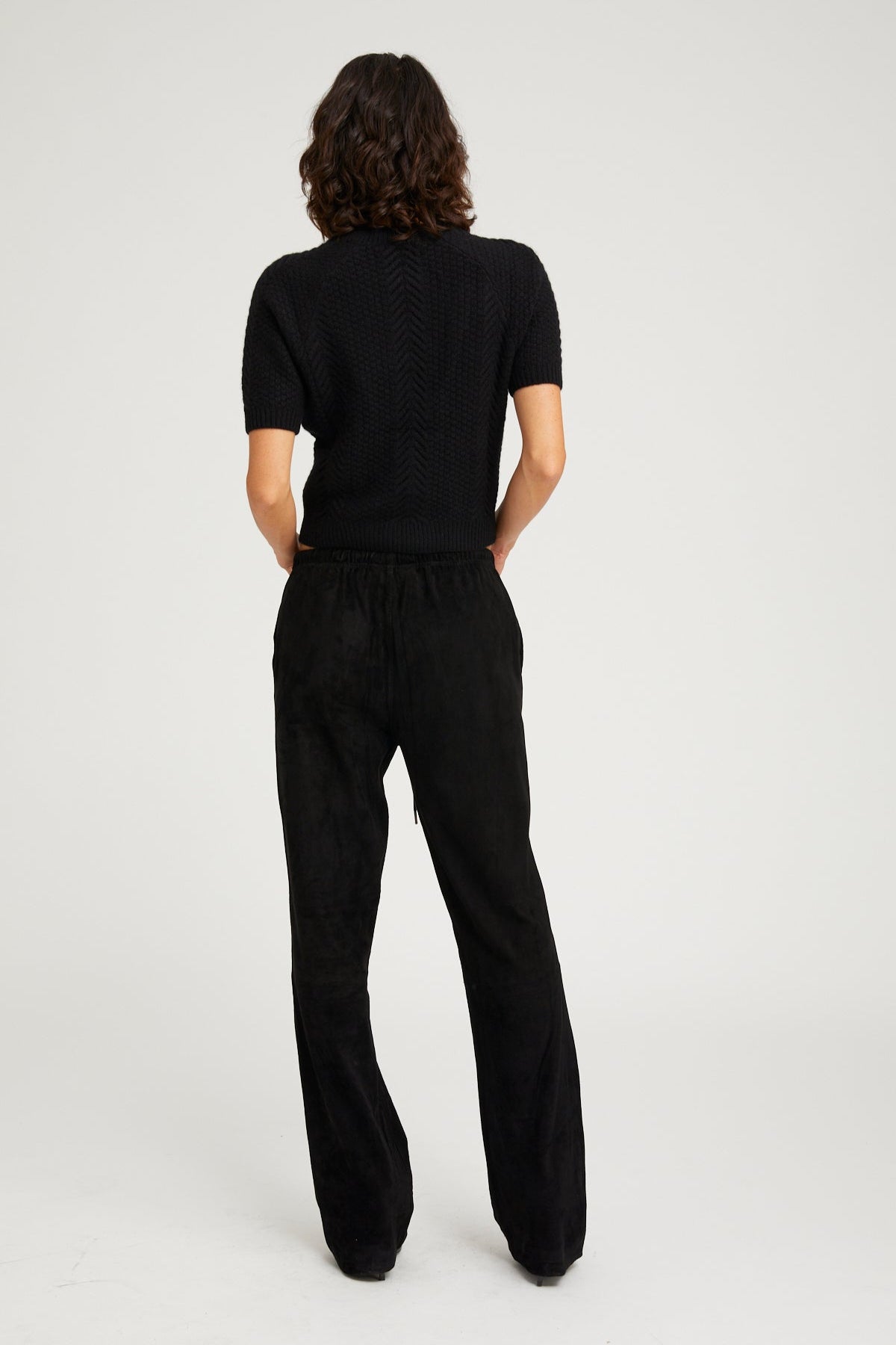 Black Suede Straight Leg Pants