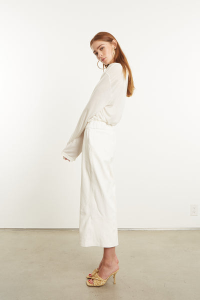 White Leather Culotte Pants