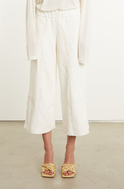 White Leather Culotte Pants