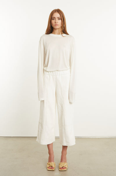 White Leather Culotte Pants