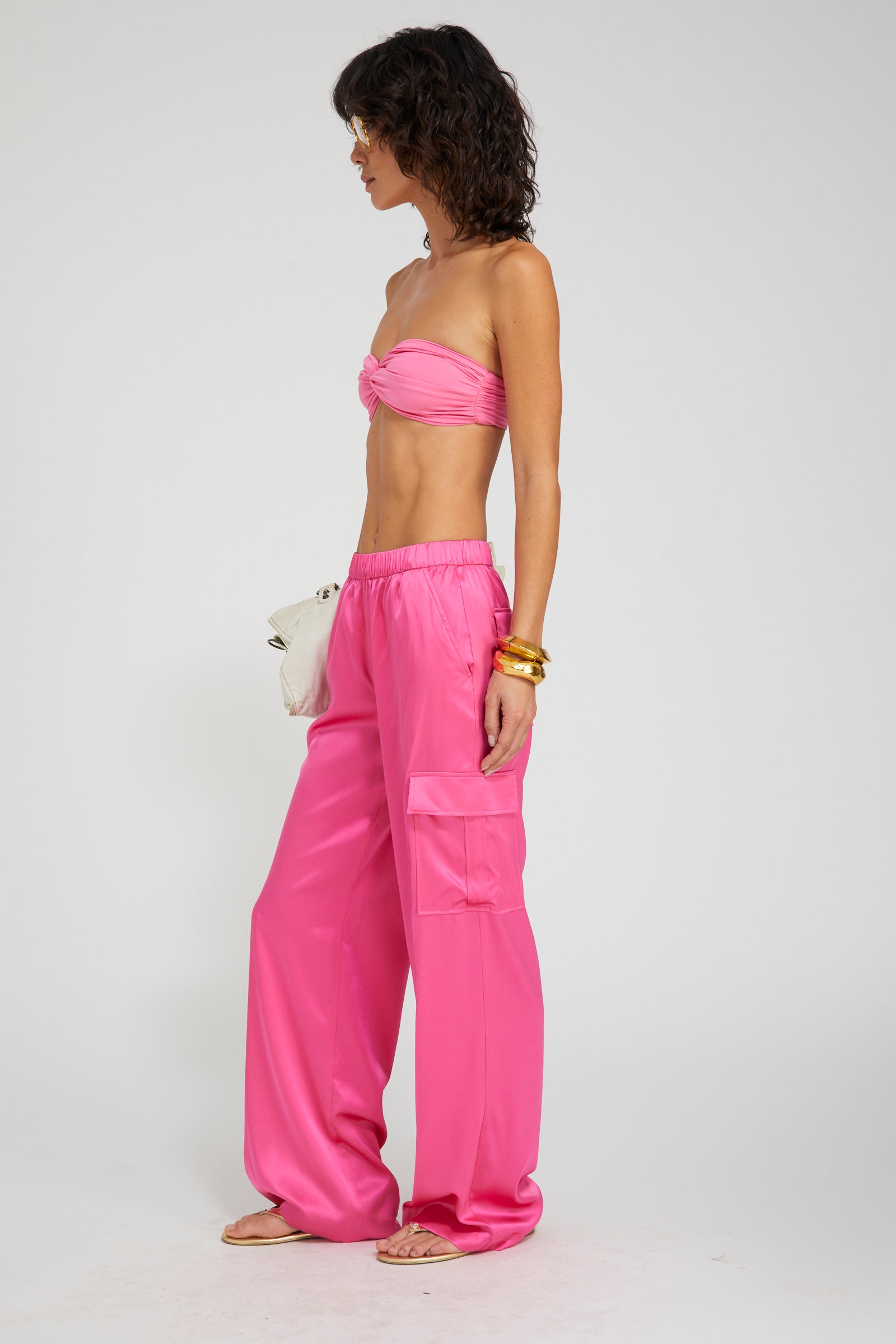 Silk Charmeuse Cargo Pants