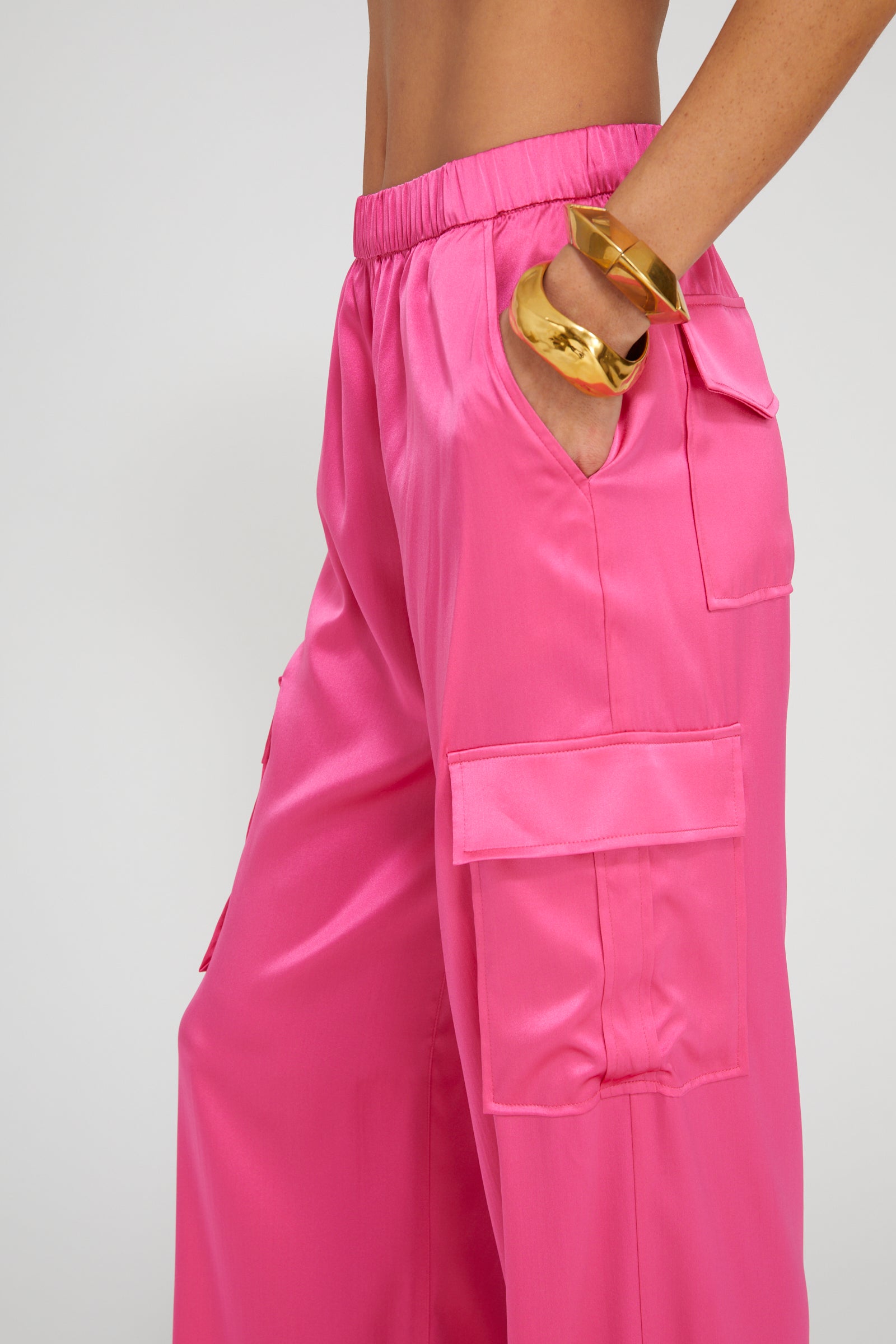 Silk Charmeuse Cargo Pants