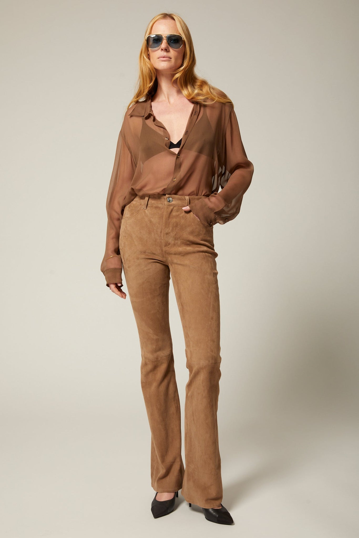 Suede 5 Pocket Micro Flare