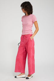 Suede Cropped Baggy Pants