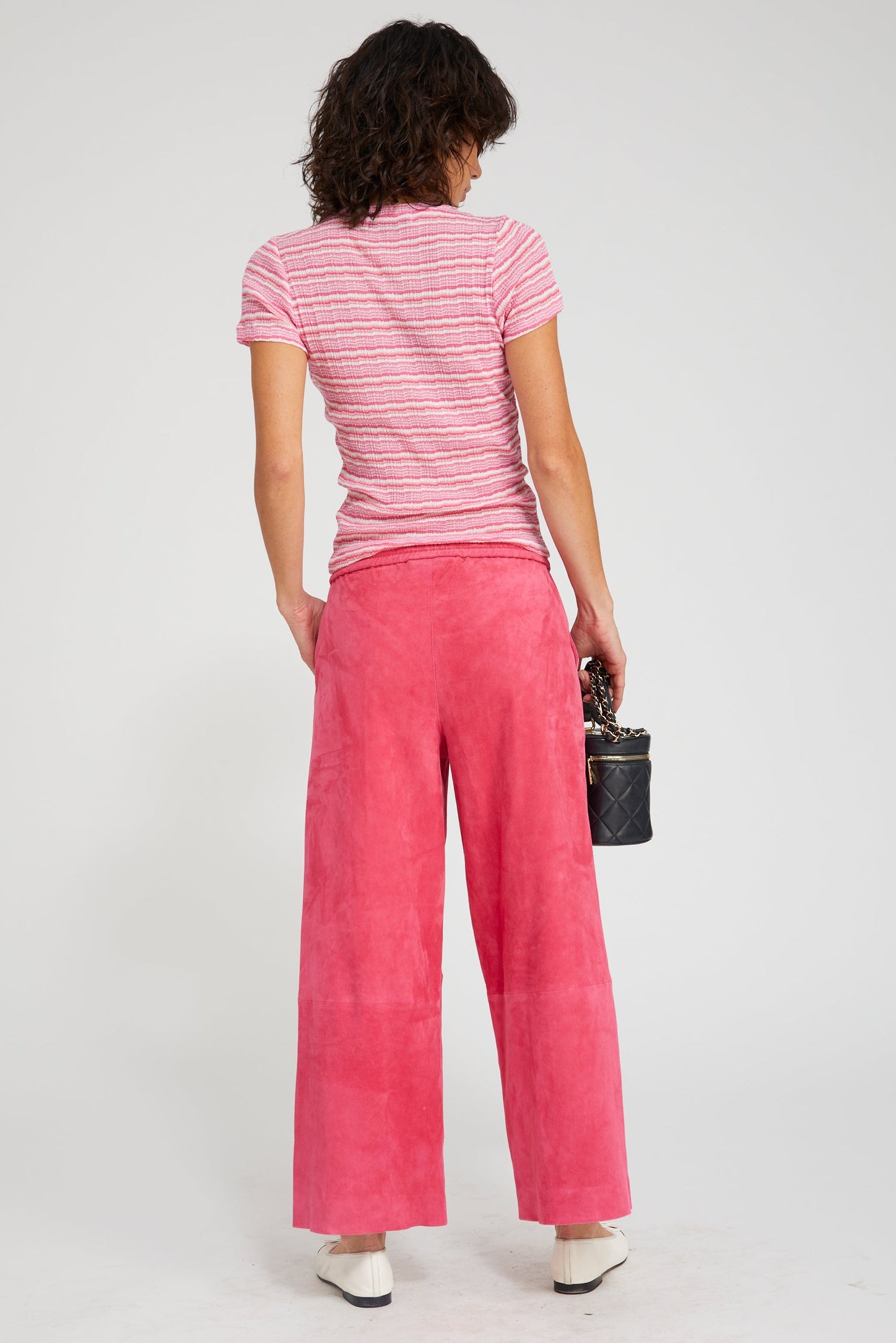 Suede Cropped Baggy Pants