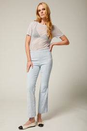 Suede Ankle Flare Pants with Princess Seams