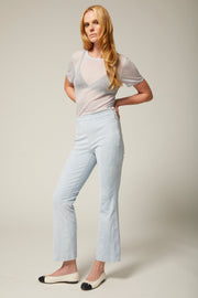 Suede Ankle Flare Pants with Princess Seams