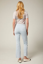 Suede Ankle Flare Pants with Princess Seams