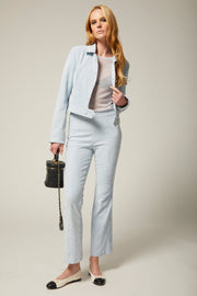 Suede Ankle Flare Pants with Princess Seams