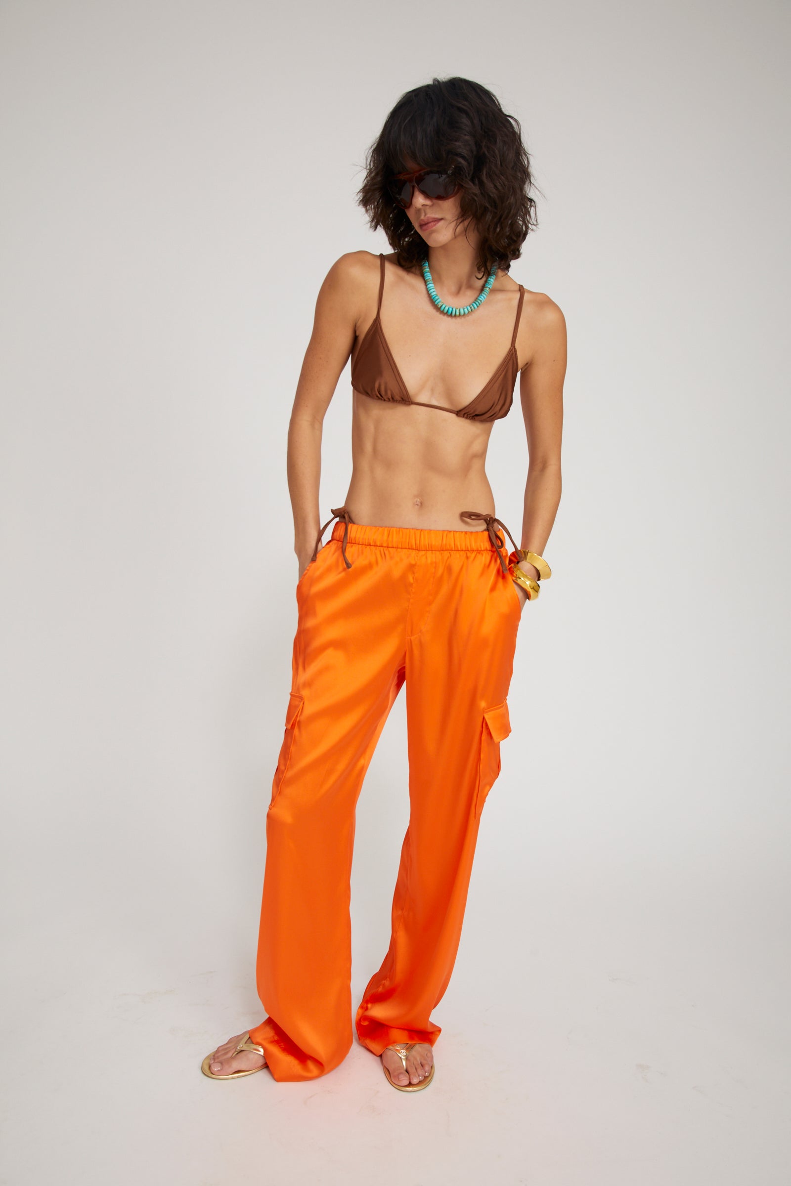 Silk Charmeuse Cargo Pants