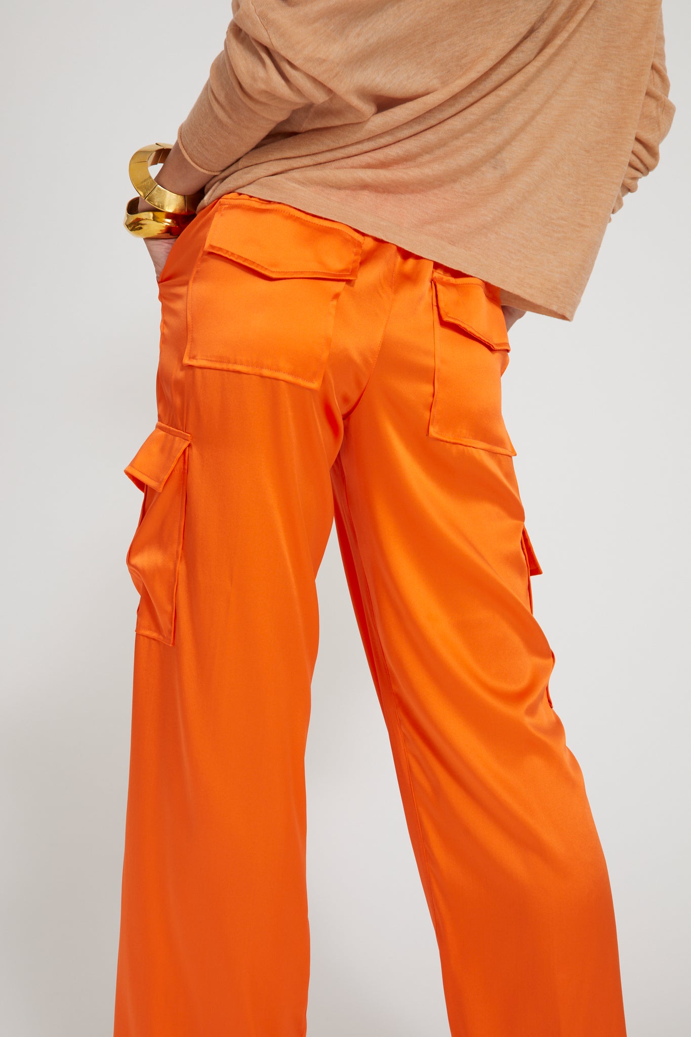 Silk Charmeuse Cargo Pants
