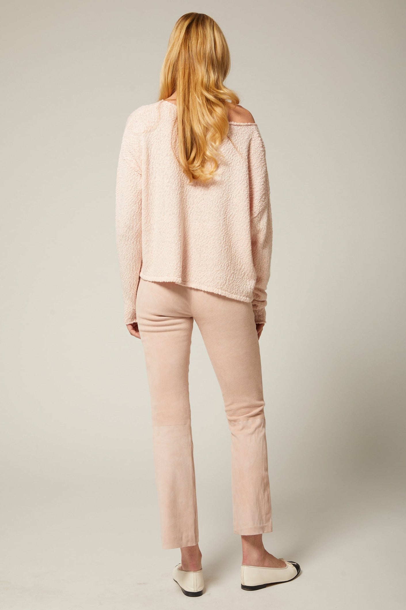 Cotton Bouclé Off Shoulder Sweater
