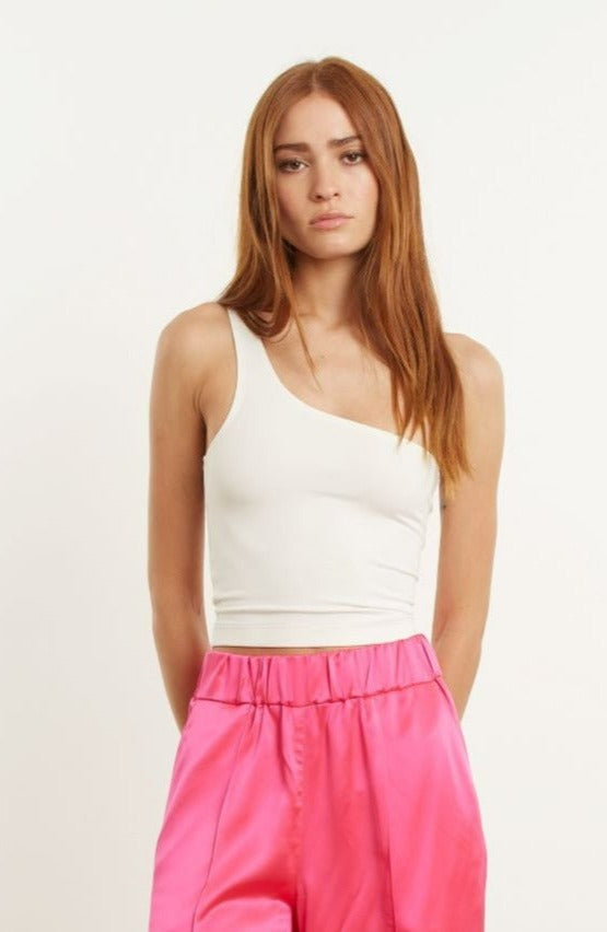 Off White City Jersey One Shoulder Top