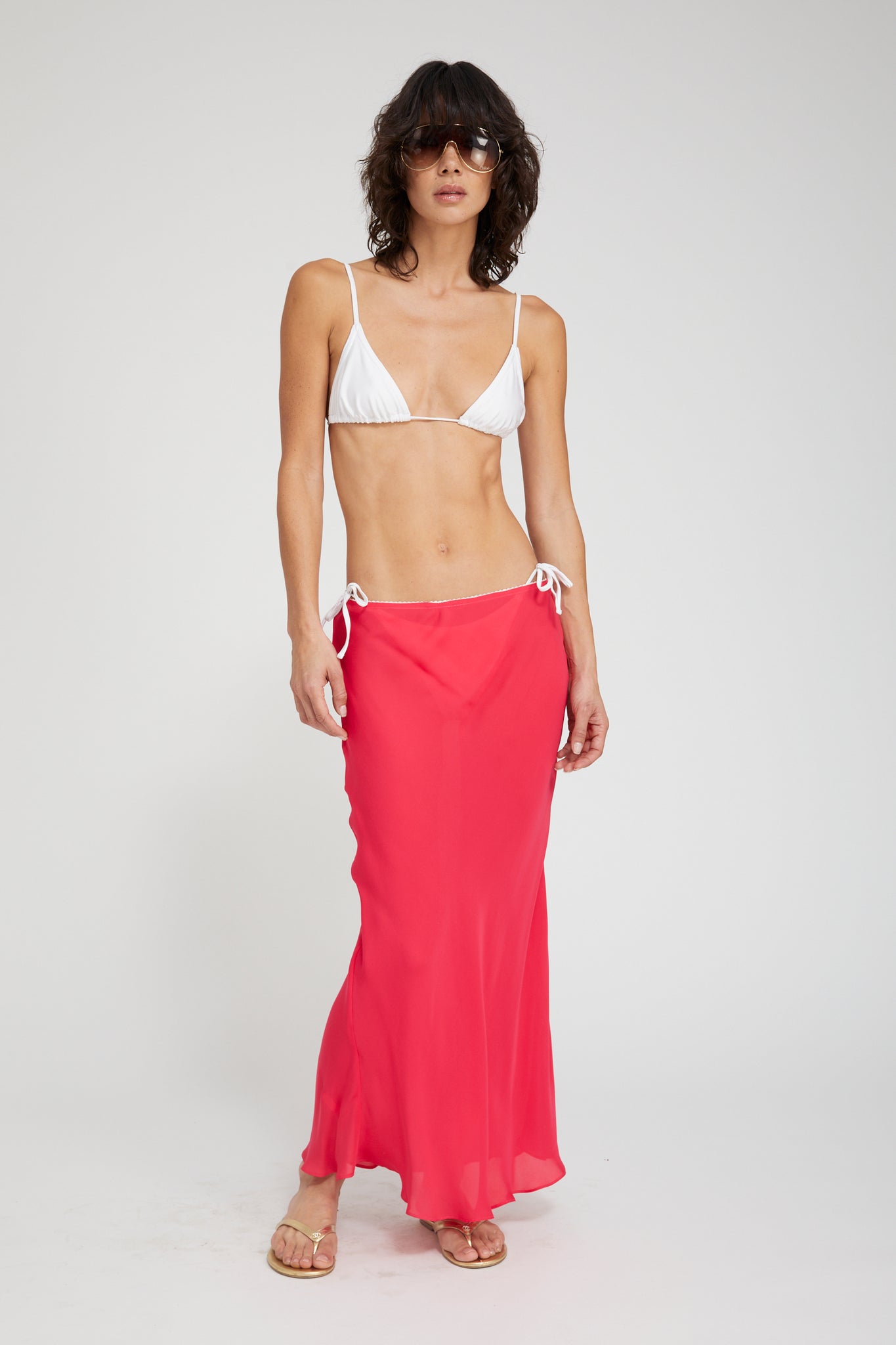 Lara Silk Chiffon Midi Skirt