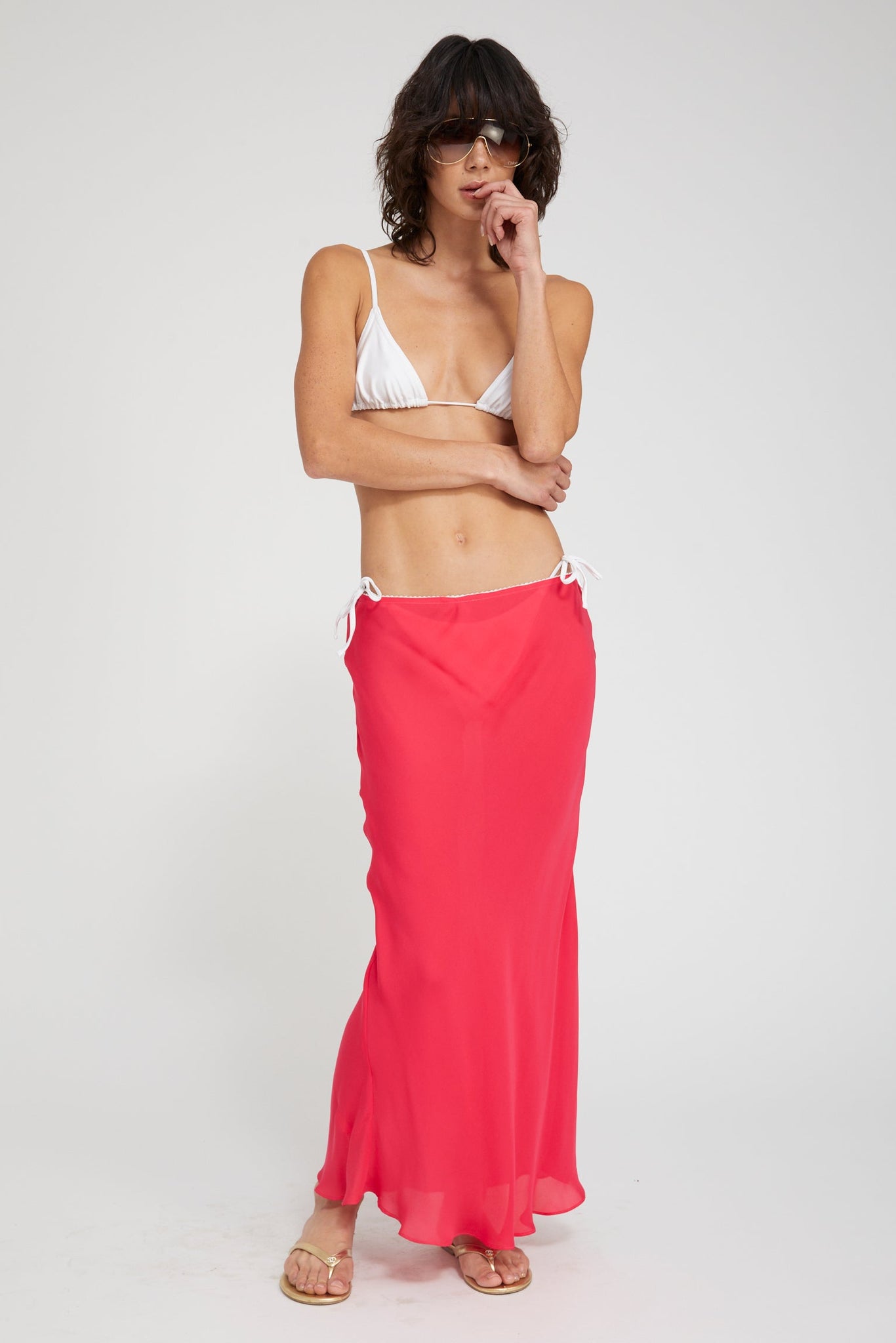 Lara Silk Chiffon Midi Skirt