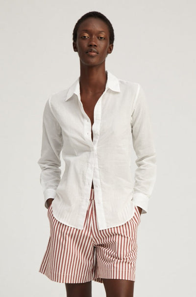 White Voile Fitted Button Down