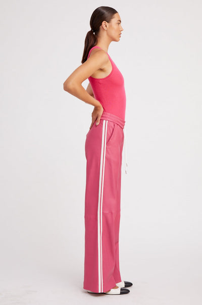Hot Pink Leather Baggy Athletic Pants