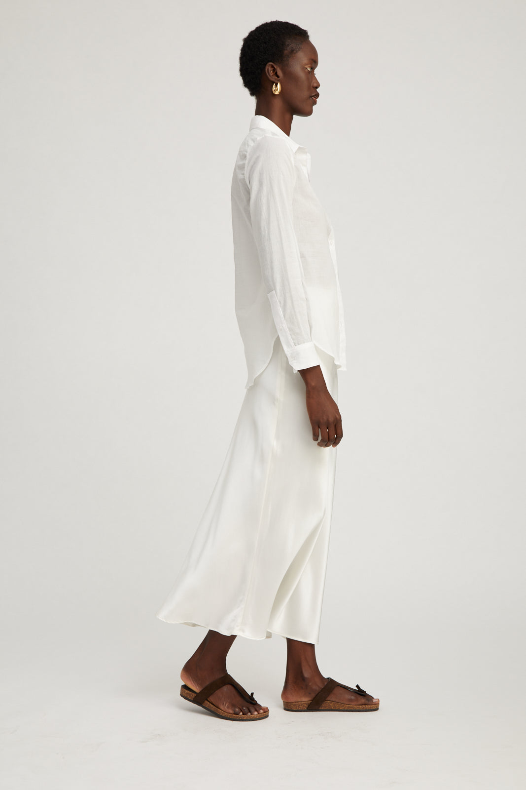 White Silk Bias Maxi Skirt