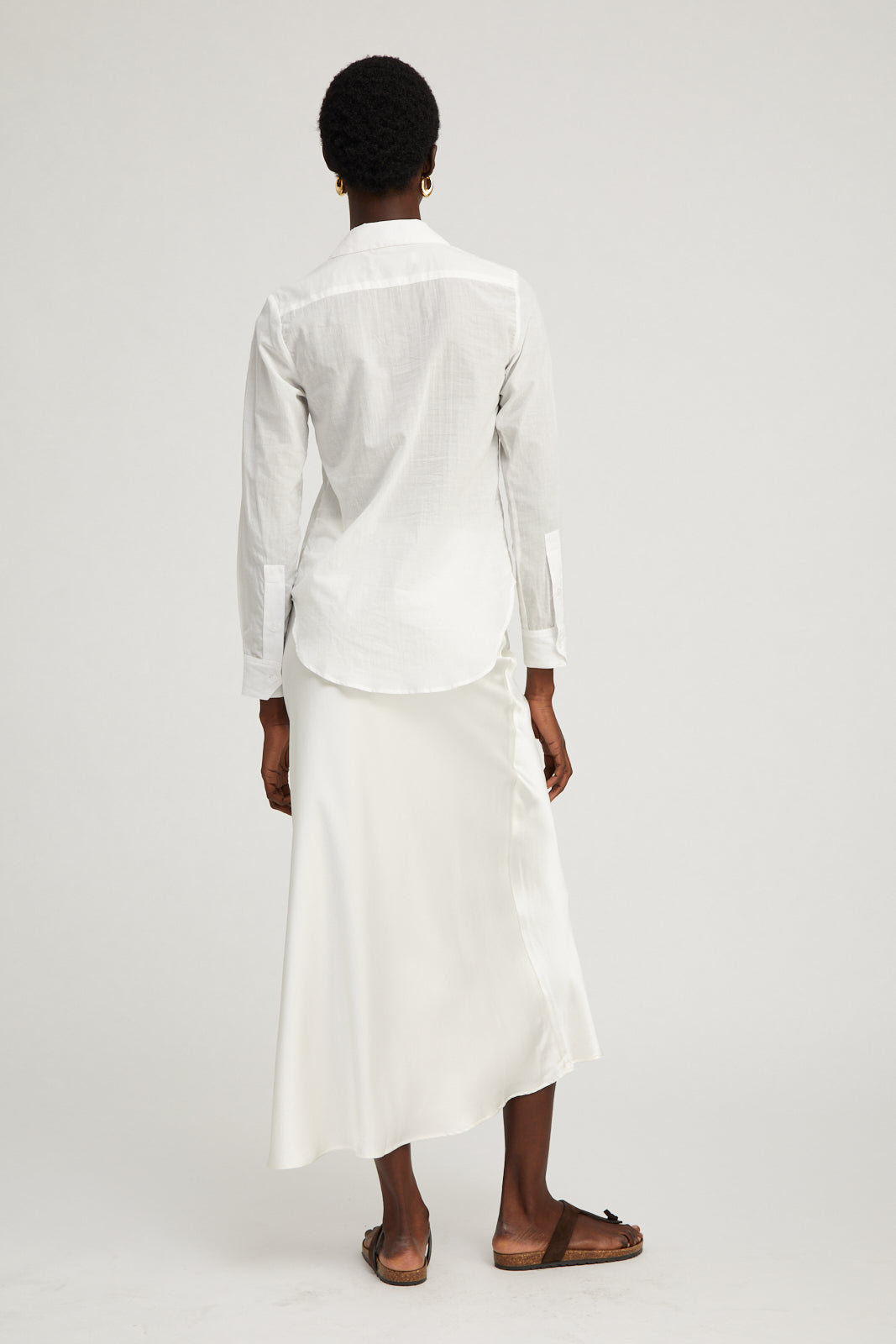 White Silk Bias Maxi Skirt