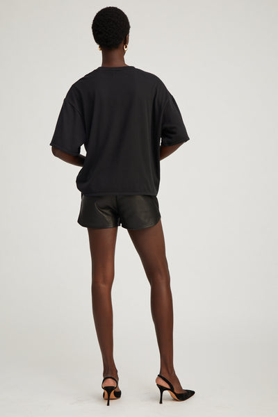 Black Leather Slip Shorts