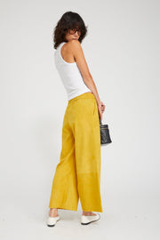 Suede Cropped Baggy Pants