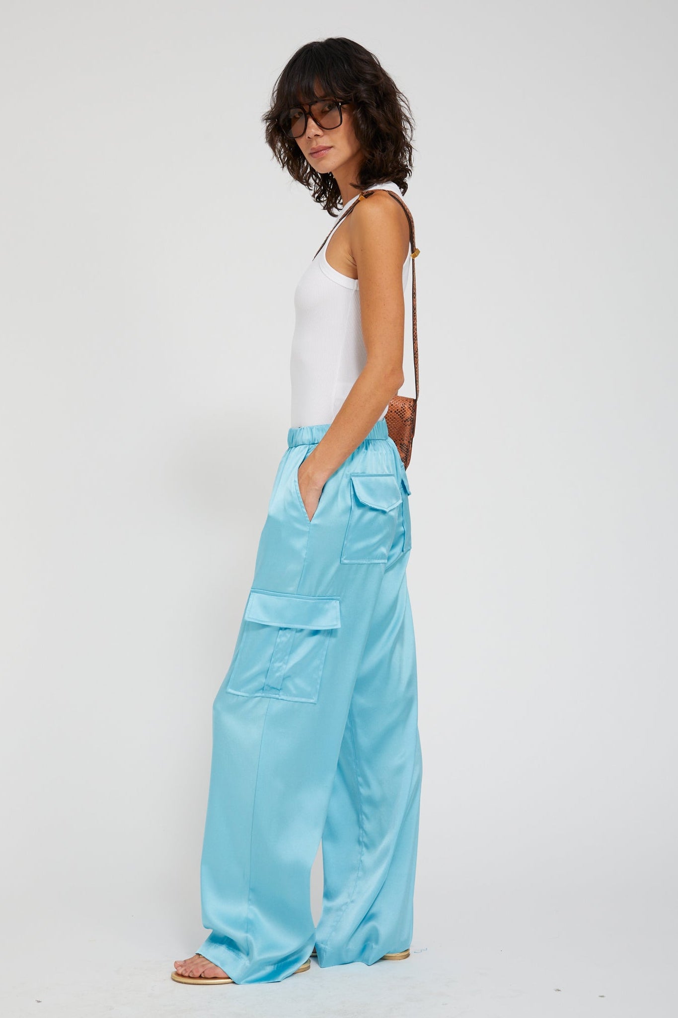 Silk Charmeuse Cargo Pants