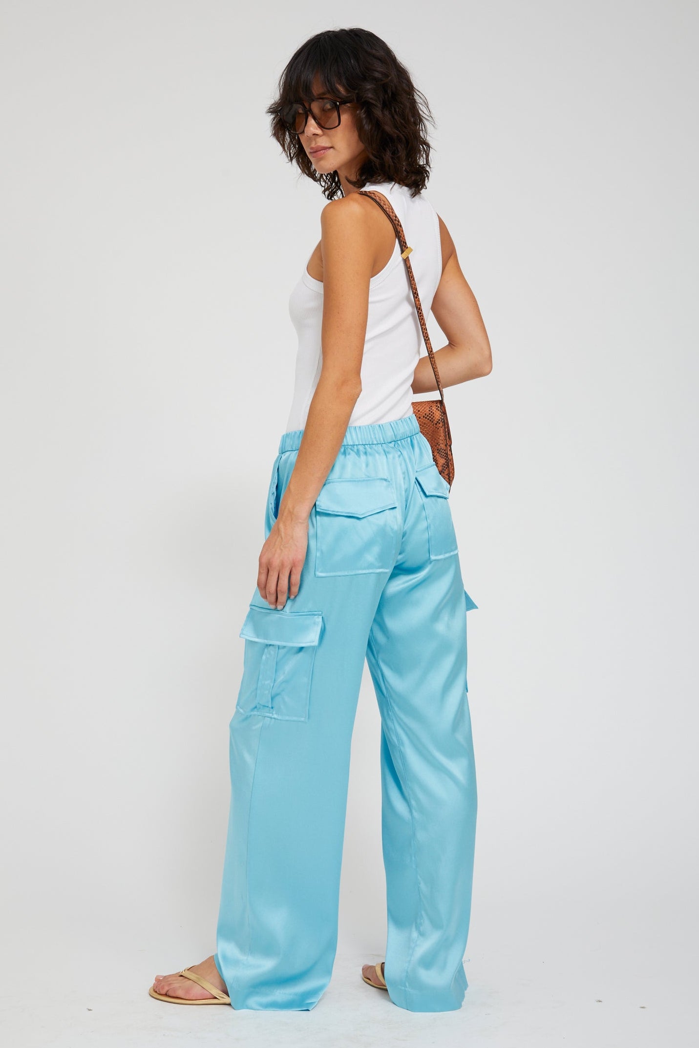 Silk Charmeuse Cargo Pants