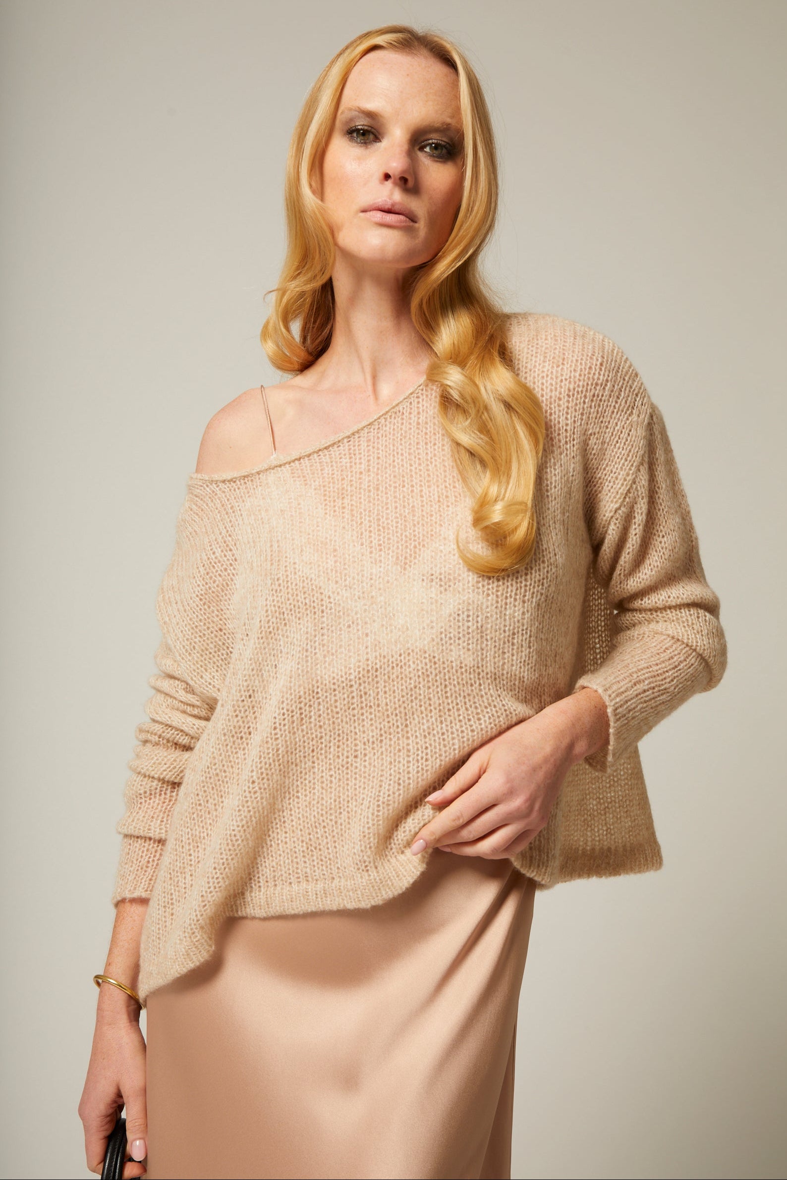 Cashmere Silk Off Shoulder Sweater