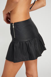 Mary Jane Leather Mini Skirt