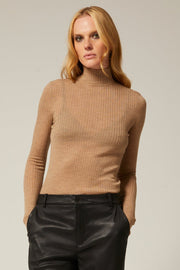 Camel Cashmere Mock Neck