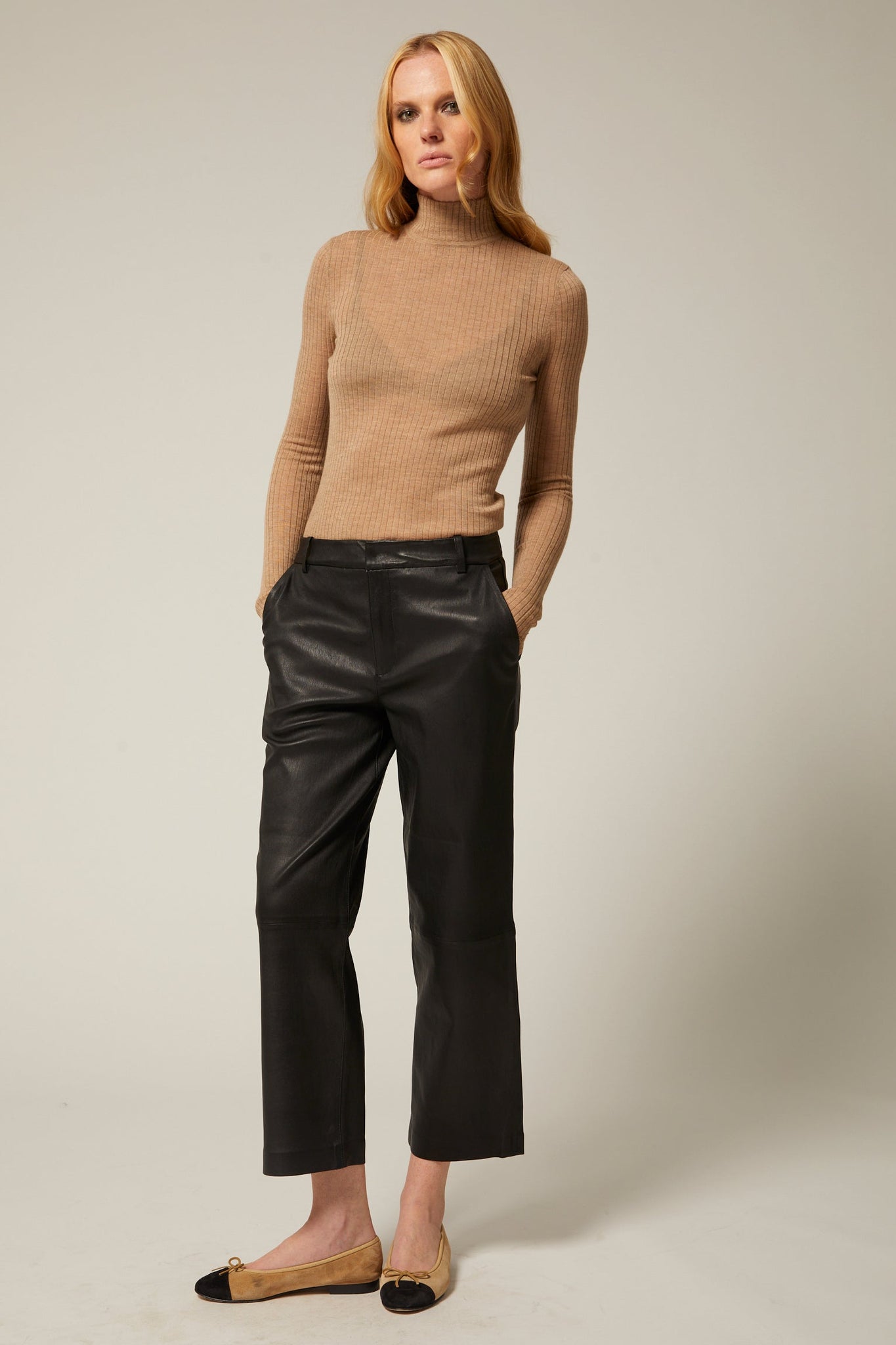 Black Leather Cropped Trousers