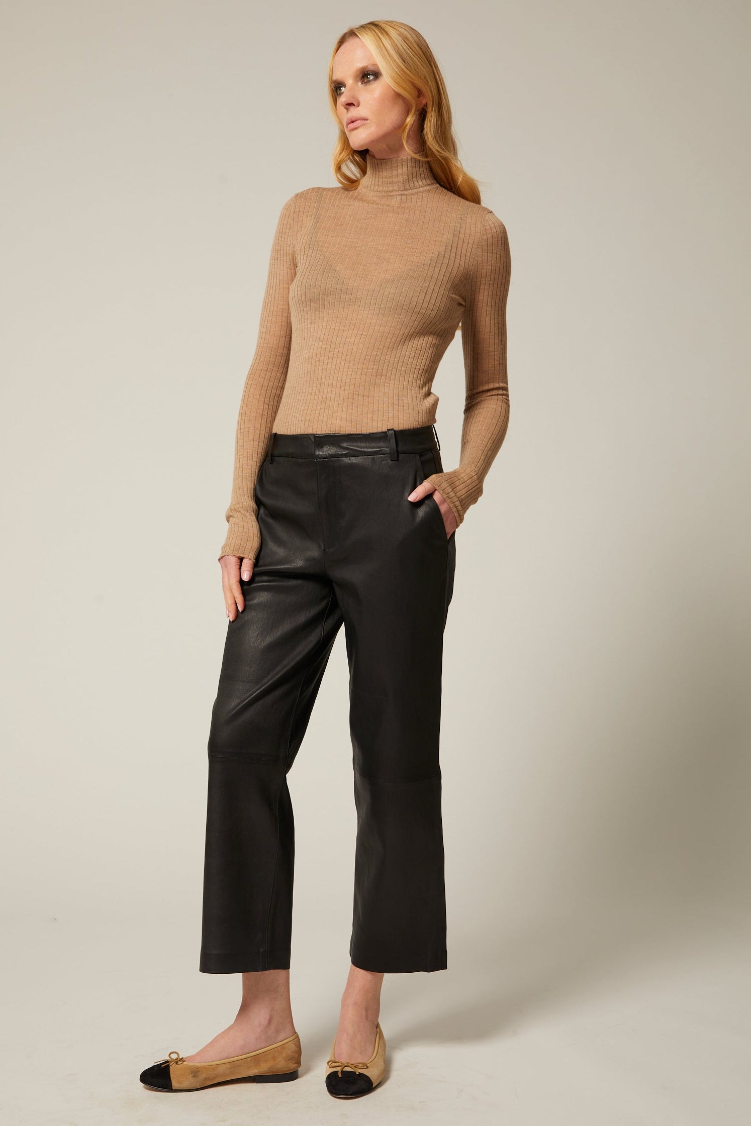 Camel Cashmere Mock Neck