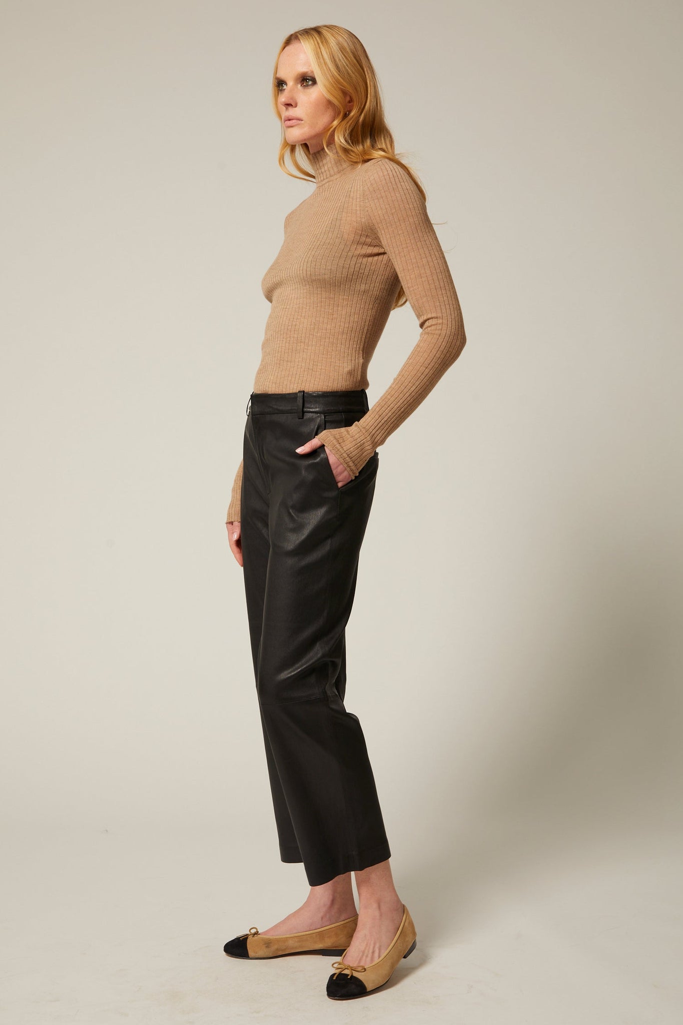 Black Leather Cropped Trousers