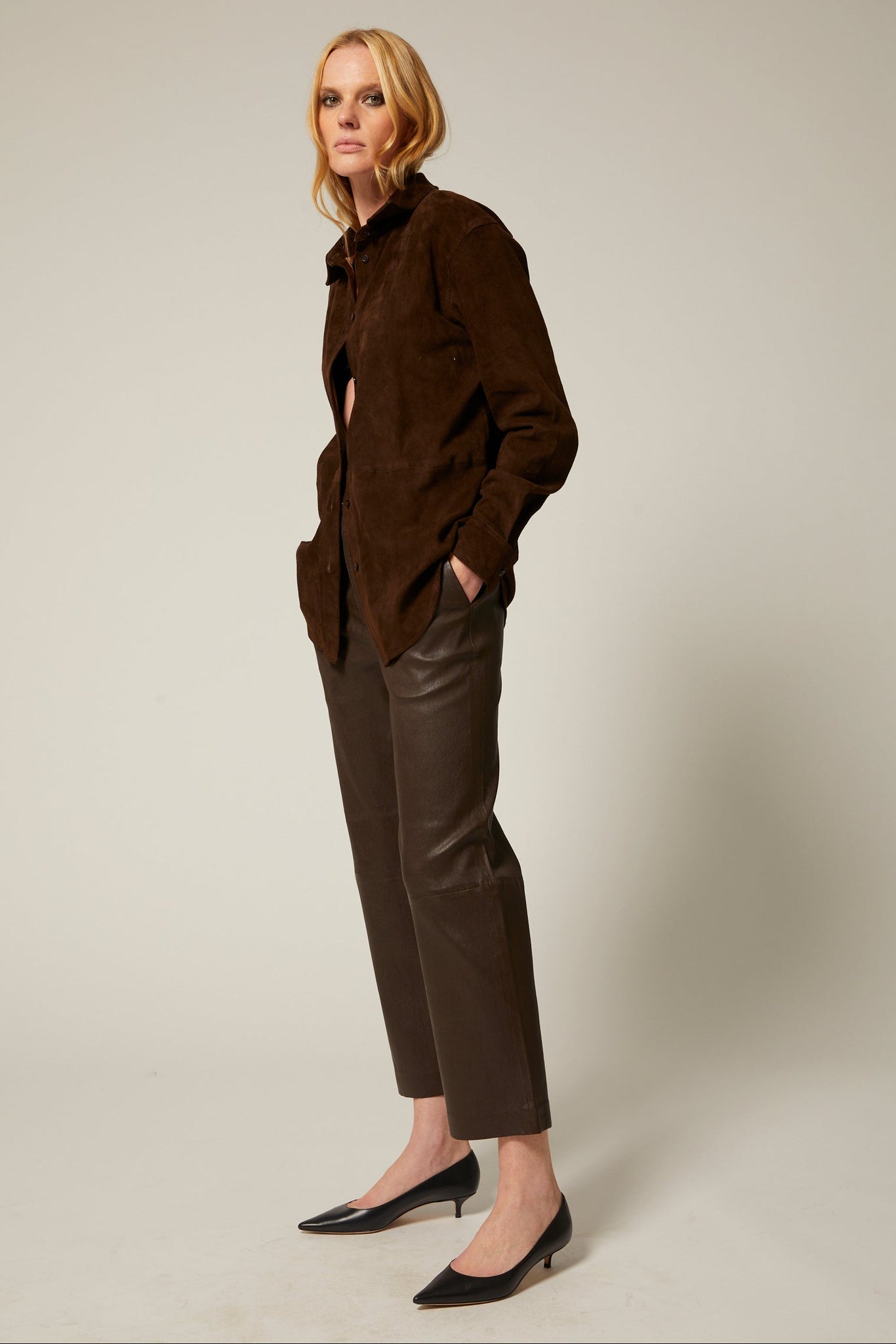 Cropped Leather Trousers