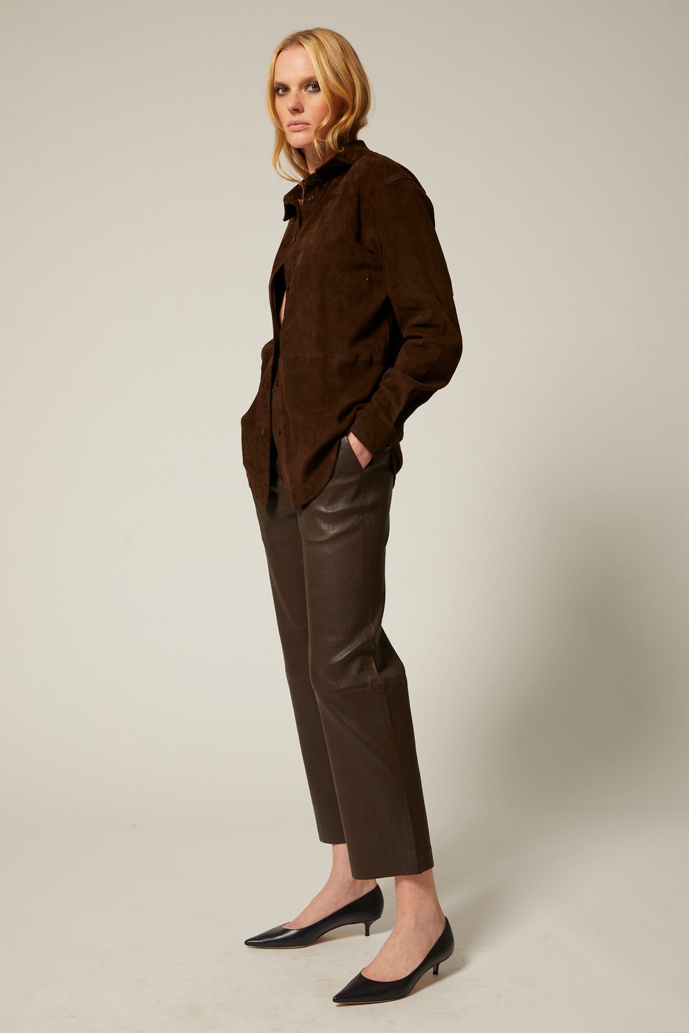 Suede Elise Button Down