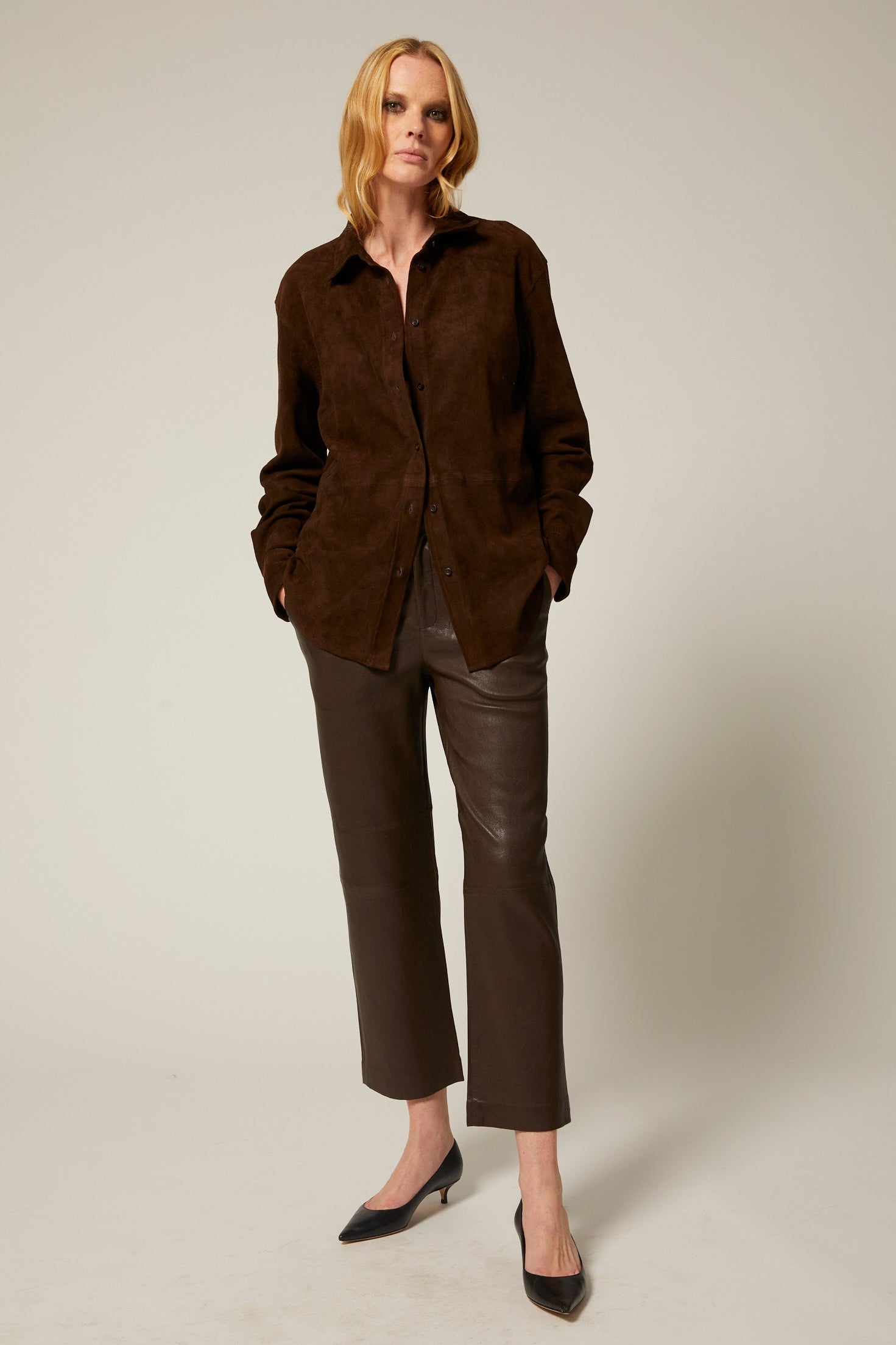 Cropped Leather Trousers
