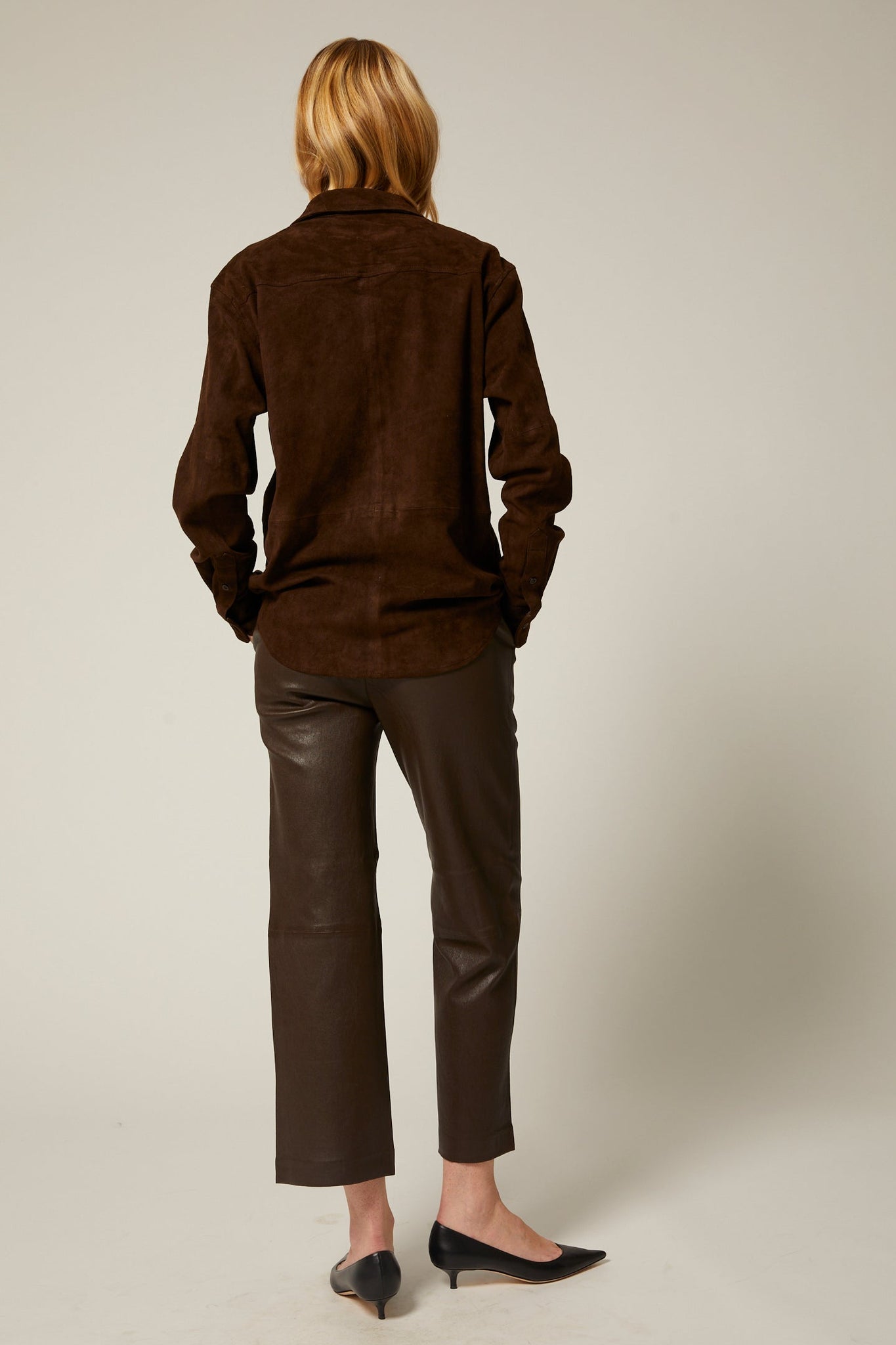 Suede Elise Button Down