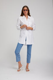 White Poplin Shirt with Pocket