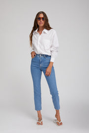 White Poplin Shirt with Pocket